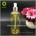 300ml transparent yellow plastic PET bottle with aluminium pump for skin care